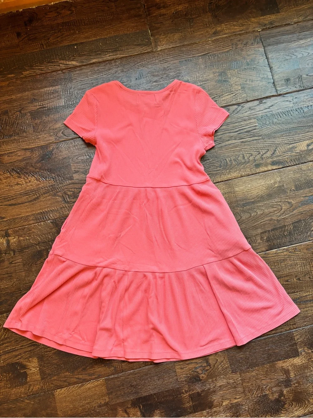 Girls old navy tiered coral pink short sleeve dress size large